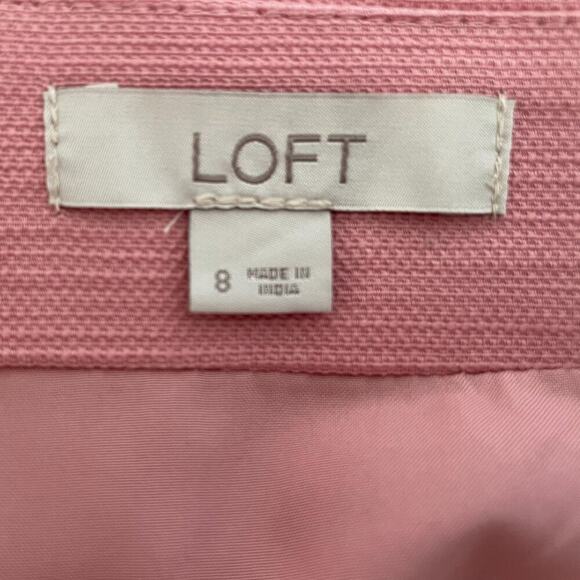 LOFT Cotton Pink and White Floral Embroidered Pencil Skirt / Mini Skirt, 8 - Picture 10 of 14